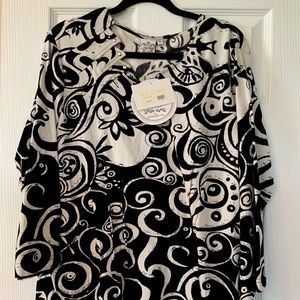 Parsley & Sage Women’s Black & White Top 2X NWT
